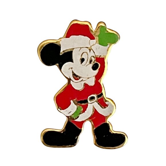 Vintage Walt Disney Productions Santa Mickey Mouse Christmas Pin Tie Tac Lapel - Picture 1 of 8